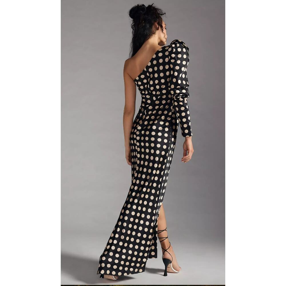 IEENA MAC DUGGAL Black One Sleeve Polka Dot Gown - Picture 3 of 8